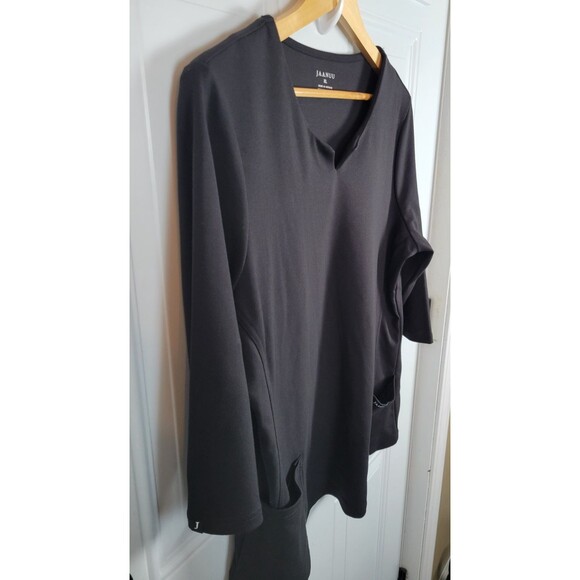 Jaanuu Womens Jersey Knit 3/4 Sleeve Scrub Top Size XL Solid Black - Picture 3 of 8